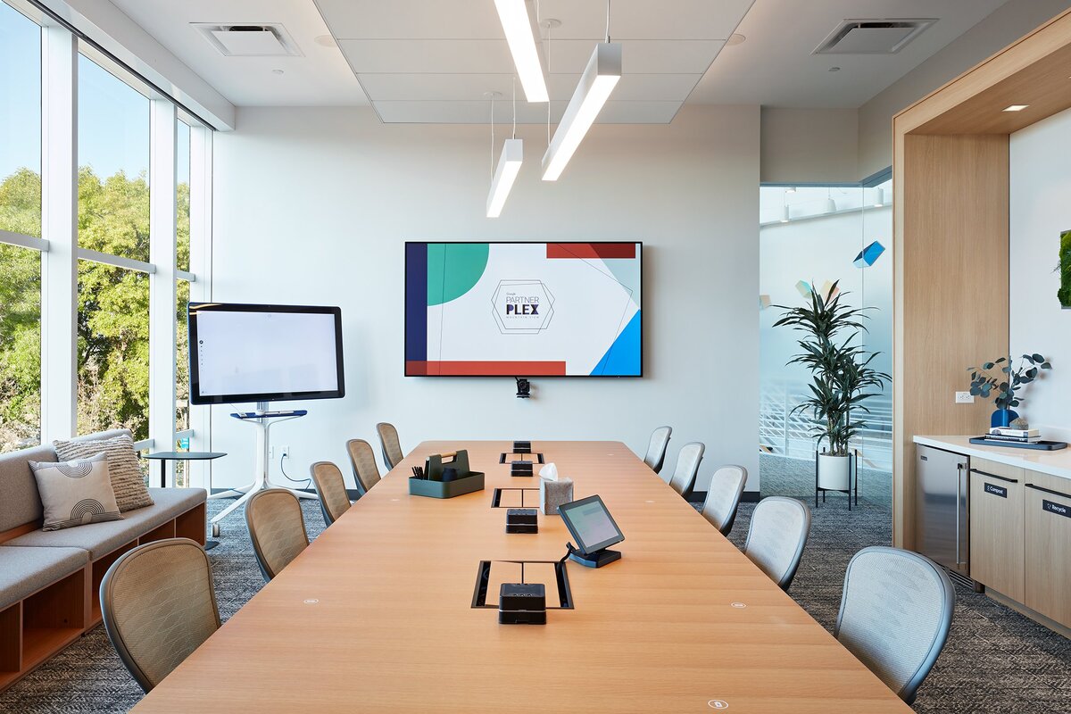Conference room featuring Artist-in-Residence artwork